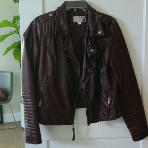 Maroon faux leather jacket